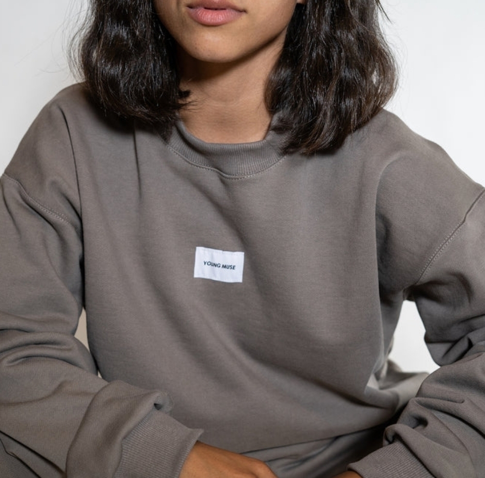 Young Muse Logo French Terry Crewneck Sweatshirt in Graphite